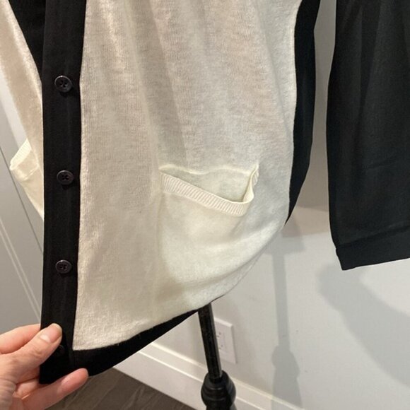 7 For All Mankind Long Cardigan  black white - Picture 5 of 16